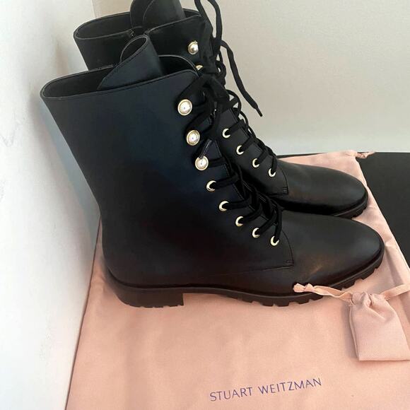 Stuart Weitzman Combat Boots - Laine Pearl - Picture 4 of 12